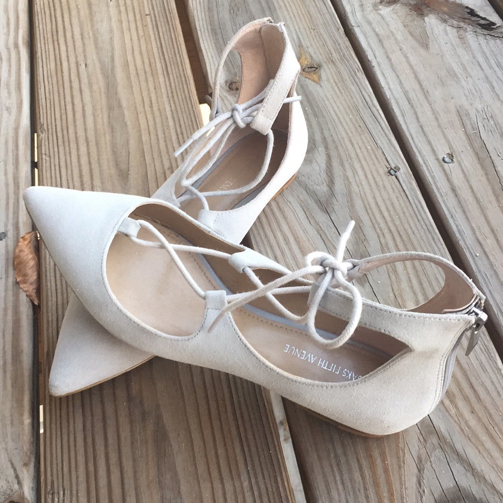 Saks Fifth Avenue Estyn Lace Up Pointed Toe Flats